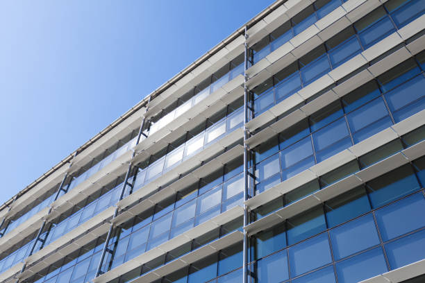 istock Part of modern architecture, glass wall 673869758