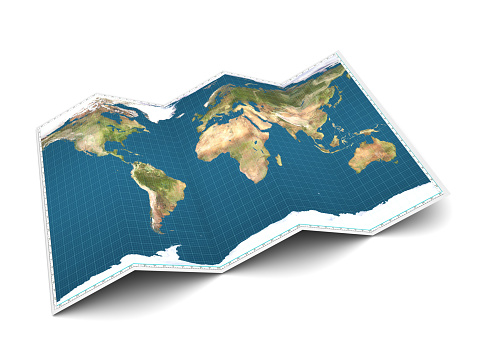 3d illustration of world map over white background