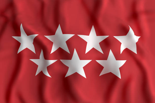 Madrid flag waving 3d rendering of a community of Madrid flag waving the flag of the madrid spain stock illustrations