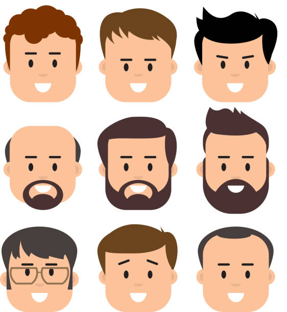 Men Male Human Face Stock Illustration - Download Image Now - Men, Beard,  Hair Loss - iStock