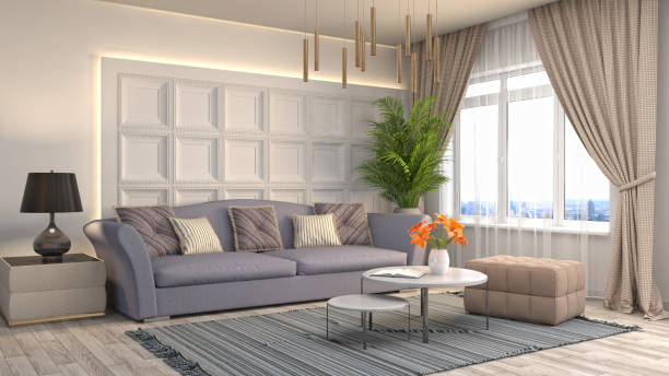 istock Interior living room. 3d illustration 673892810