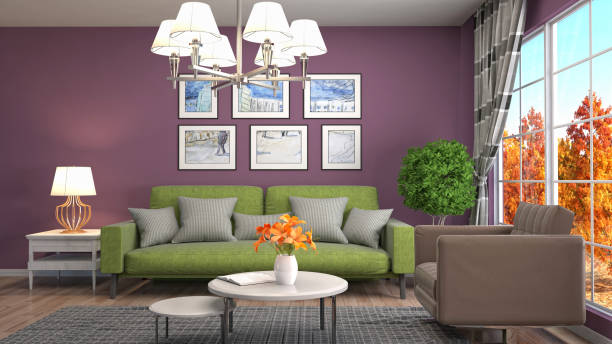 istock Interior living room. 3d illustration 673892872
