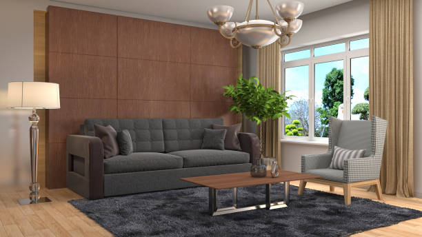 istock Interior living room. 3d illustration 673892994