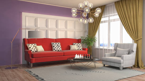 istock Interior living room. 3d illustration 673893040
