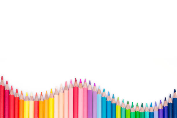 istock Color pencils isolated on white background close up 673893400