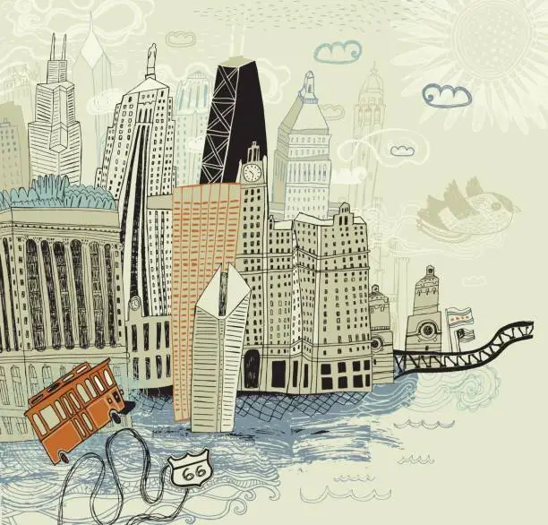 Vector illustration of Chicago USA