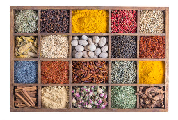 istock wooden box with spices and herbs 673898350