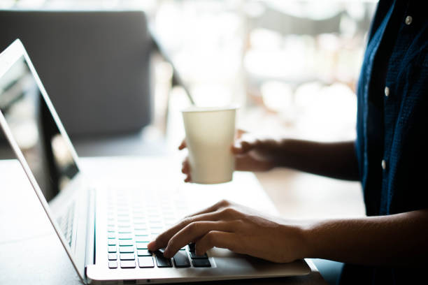 istock Young woman using laptop computer. Online shopping concept 673898554