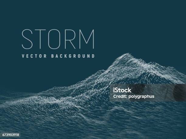 Storm Vector Background Stock Illustration - Download Image Now - Storm, Wave - Water, Illustration