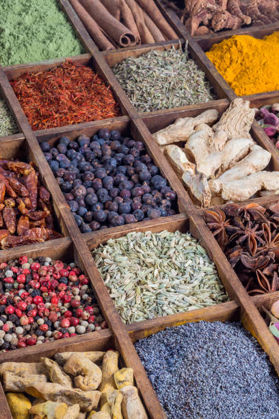 istock background wooden box with spices and dry herbs 673908072