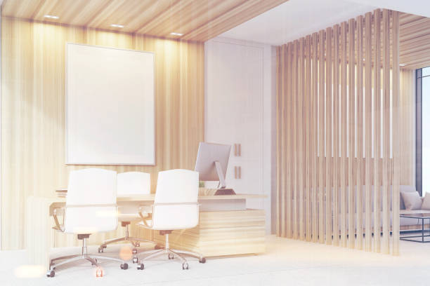 istock Elegant CEO room interior, poster, side, toned 673909770