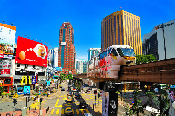 Monorail at Bukit Bintang, Kuala Lumpur, Malaysia. Monorail at Jalan Bukit Bintang and Jalan Sultan Ismail, Kuala Lumpur, Malaysia. kuala lumpur photos stock pictures, royalty-free photos & images