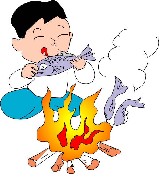 Grilling Fish Graphics 40+ Man Grilling Fish Stock Illustrations, Royalty-Free Vector Graphics ...