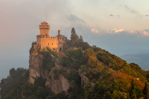 istock Evening light on the Second Tower, Monte Titano's highest summit, San Marino 673926178
