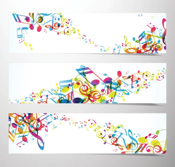 Set of abstract banner backgrounds with colorful tunes. vector art illustration