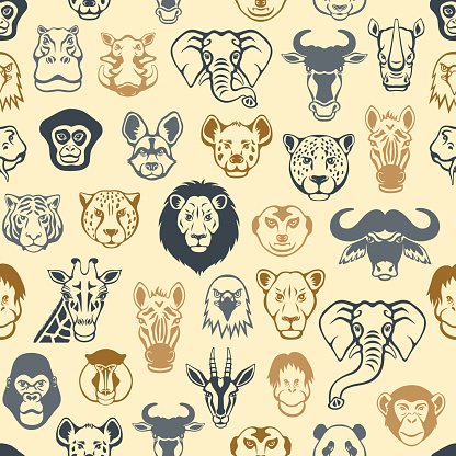 African Animal Faces Pattern