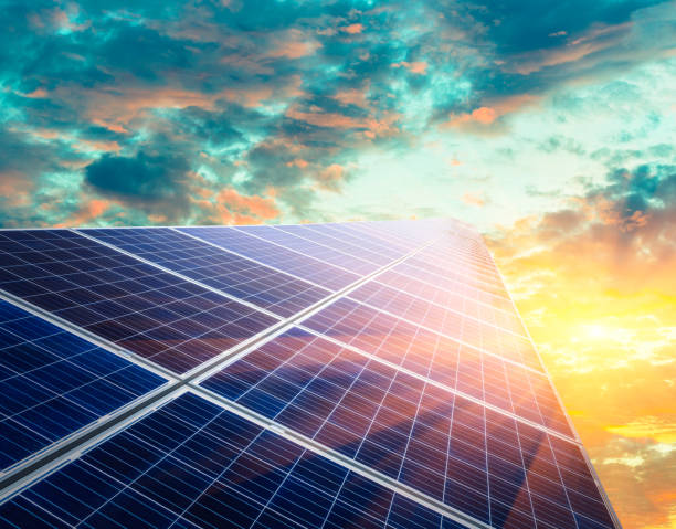 istock Solar energy panels at sunset 673936466