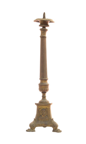 istock Brass engrave candle holder on white background 673936958