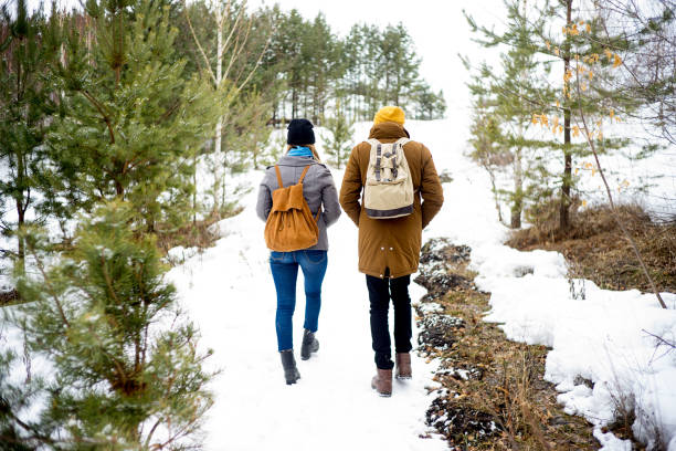istock Couple hiking in forest 673947034