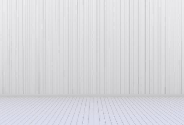 пустая комната с белой стеной и деревянным полом, 3d рендеринг - krung stock illustrations