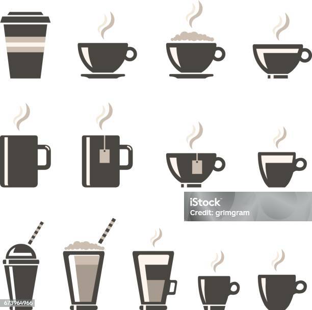 Vector Beverages Icon Set Stock Illustration - Download Image Now - Coffee - Drink, Icon Symbol, Cup