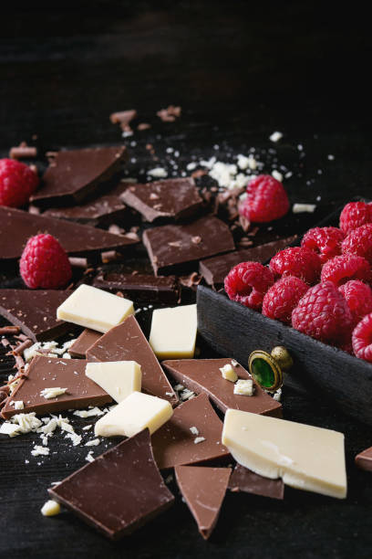 istock Variety of chopping chocolate with raspberries 673989498
