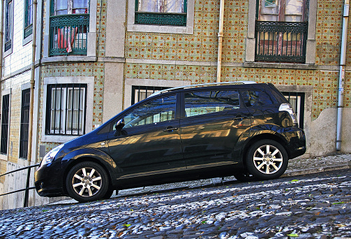 Lisbon, Portugal - January 7, 2012: Car parked in the street of Lisbon, Portugal on January 7, 2012.