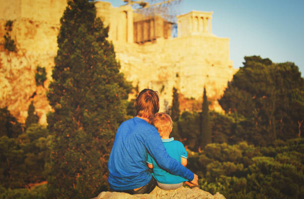 istock father and son travel in Acropolis, Athens, Greece 673991632