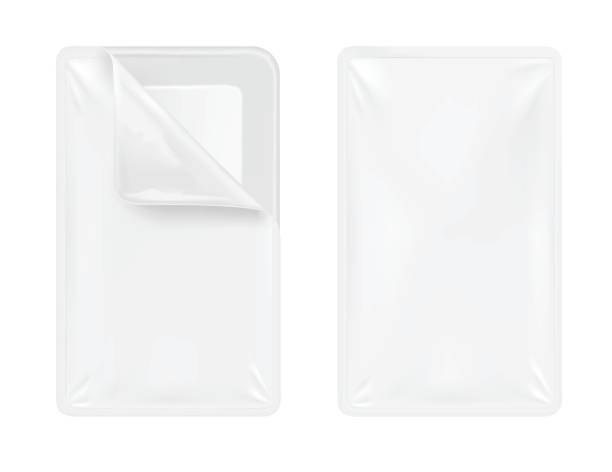 White empty plastic container for food. Packaging for meat, fish and vegetables White empty plastic container for food. Packaging for meat, fish and vegetables. vacuum packed stock illustrations