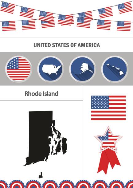 mapa rhode island. zestaw płaskich ikon projektu nfographics elemen - washington dc symbol icon set usa stock illustrations