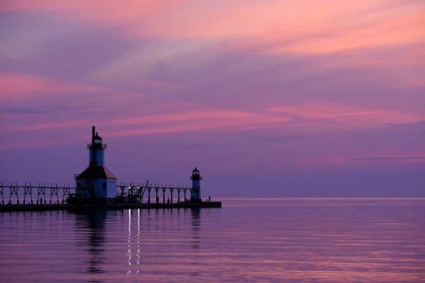 istock St. Joseph North Pier Lights, built in 1906-1907 674042414