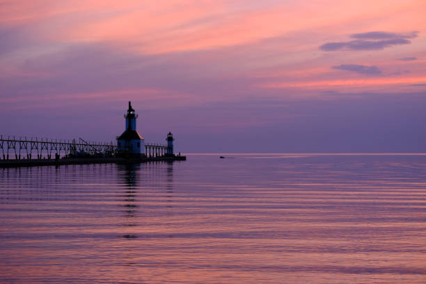 istock St. Joseph North Pier Lights, built in 1906-1907 674042466