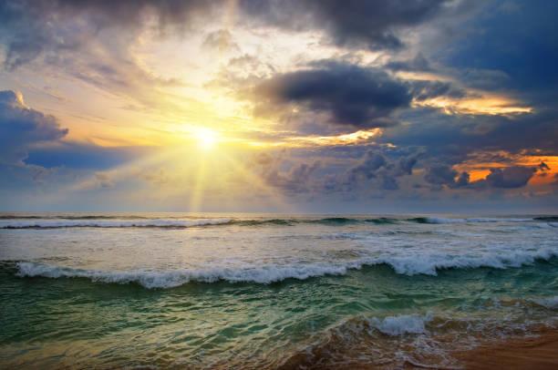 istock Evening sunset over the tropical ocean. 674063402
