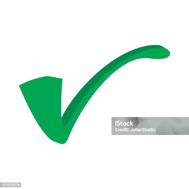 Green Tick Check Mark Icon Cartoon Style Stock Illustration - Download  Image Now - Agreement, Cartoon, Choice - iStock