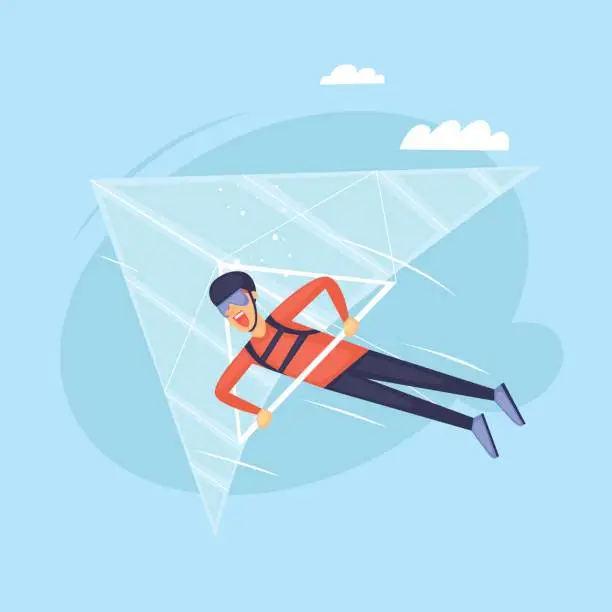 Vector illustration of Hang glider. Isolated. Extreme sport. Flat design vector illustrations.