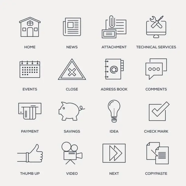 Vector illustration of Basic Icons - Line Series
