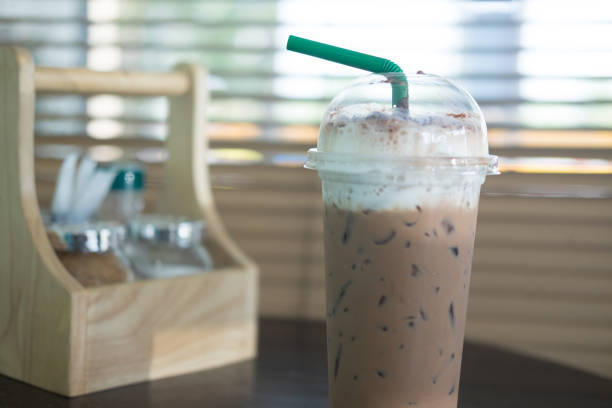 istock iced cocoa or iced chocolate on wood table 674089972