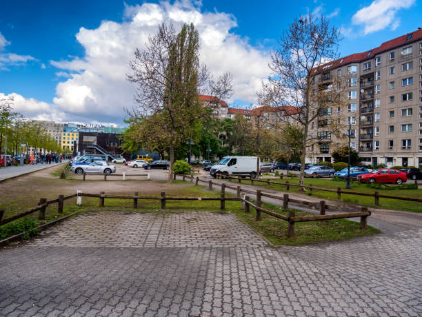 parking space where hitlers bunker was situated in berlin - adolf hitler imagens e fotografias de stock