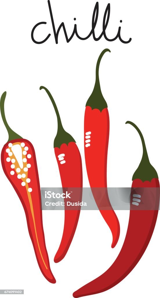 Red Chilli Cut Vector Chilli Vector Stock Illustration - Download Image Now - Chili Pepper ...