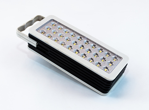 Rectangular Cyan Led Flashlight Rectangular Flashlight With Plastic Body And 30 Led Bulbs Stock Photo ...
