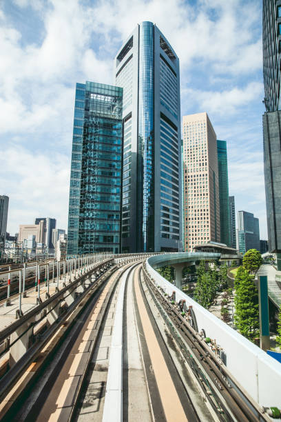 istock Tokyo speed train transportation in business district 674091730