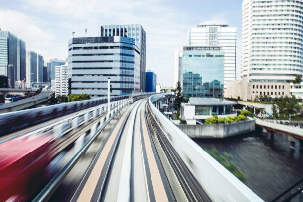 istock Tokyo speed train transportation in business district 674091760