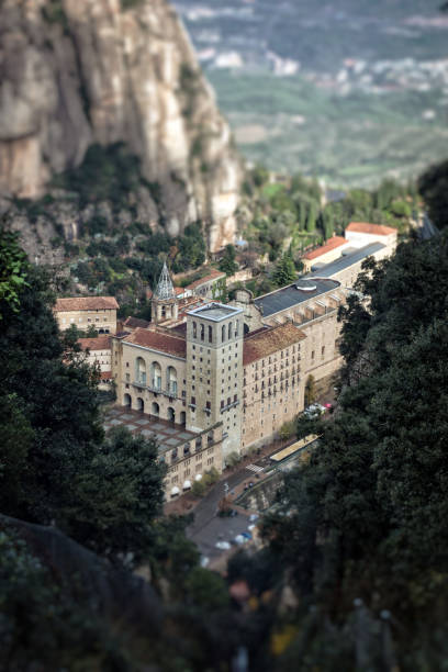 Santa Maria de Montserrat Monastery. View from the mountains.