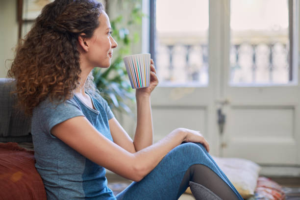 istock Single, woman at home with technology. 674102878