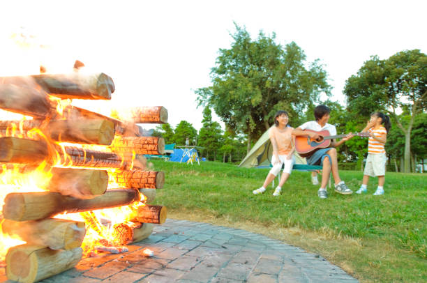 istock Family camping and campfire 674108302
