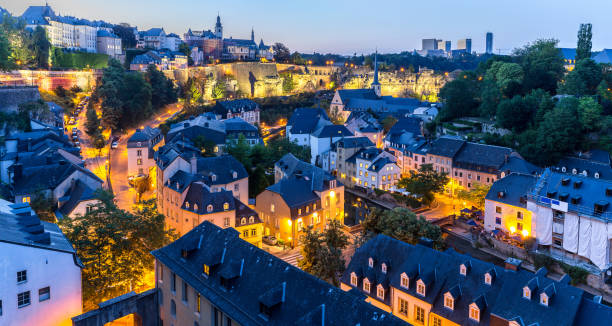 istock Luxembourg City night Panorama 674108322