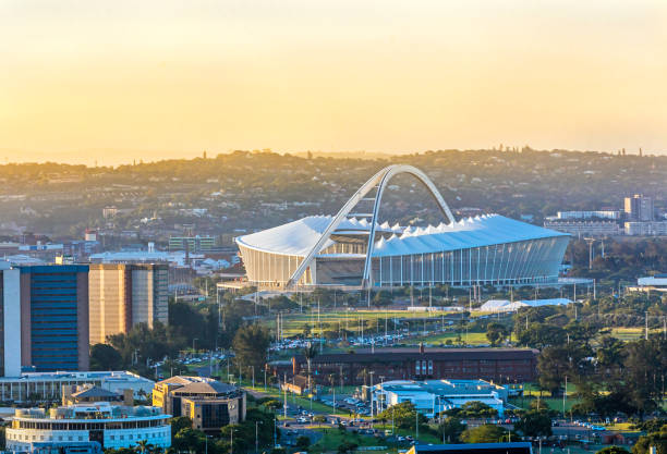 Moses Mabhida Stadium in Durban from above stock photo