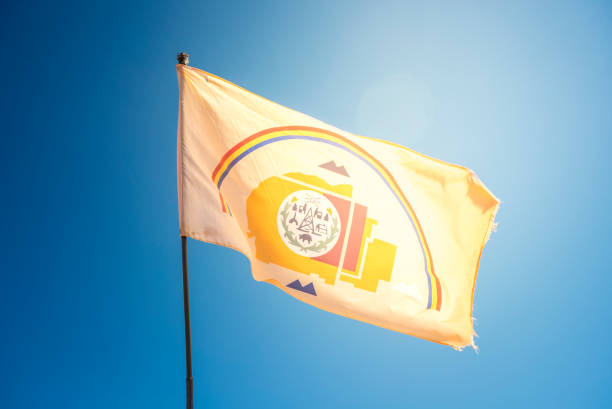 An editorial stock photo of a Navajo Nation flag photographed in Monument Valley, UT. Photographed using the Canon EOS 1DX Mark II