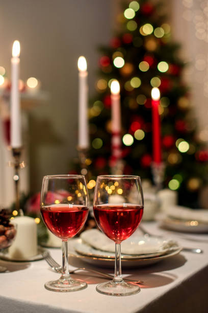 istock served holiday table with two wine glasses 674120918