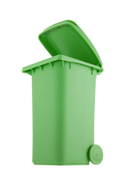 istock Green recycle bin isolated on white background with clipping path 674138304